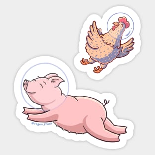 Astronaut Chicken and Pig - We need more space Sticker